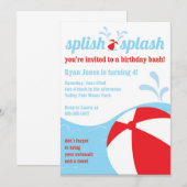 Splish Splash Birthday Pool Party Invitations Kaart (Voorkant / Achterkant)