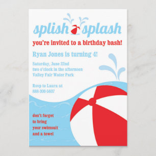 Splish Splash Birthday Pool Party Invitations Kaart