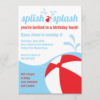 Splish Splash Birthday Pool Party Invitations Kaart