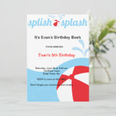Splish Splash Birthday Pool Party Invitations Kaart (Staand voorkant)