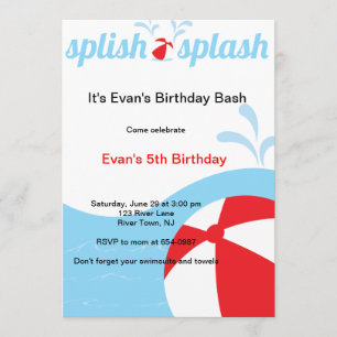 Splish Splash Birthday Pool Party Invitations Kaart