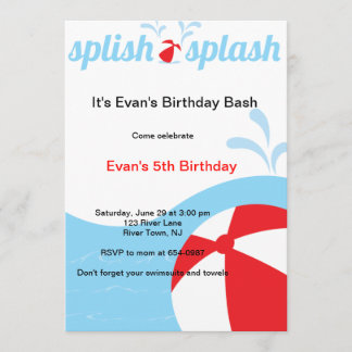Splish Splash Birthday Pool Party Invitations Kaart