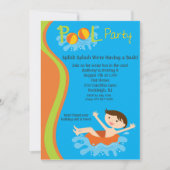 Splish Splash Boys Pool Party Birthday Invite Kaart (Voorkant)