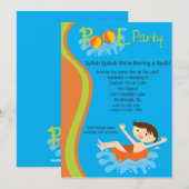Splish Splash Boys Pool Party Birthday Invite Kaart (Voorkant / Achterkant)