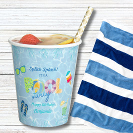 Splish Splash Boys Verjaardag Zwembad Party Papieren Bekers