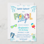 Splish Splash Boys Verjaardag Zwembad Party Uitnod Kaart (Voorkant)