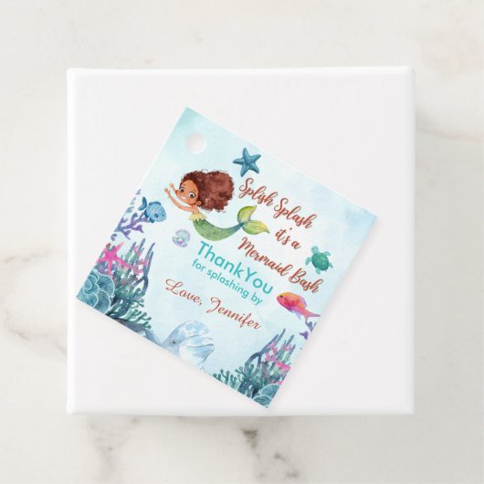 Splish Splash Bruine Zeemeermin Bash Dank u Bedankjes Labels (In situ)