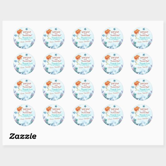 Splish Splash Bruine Zeemeermin Bash Dank u Ronde Sticker (Vel)
