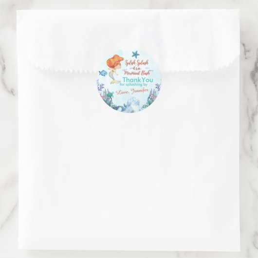 Splish Splash Bruine Zeemeermin Bash Dank u Ronde Sticker (Tas)