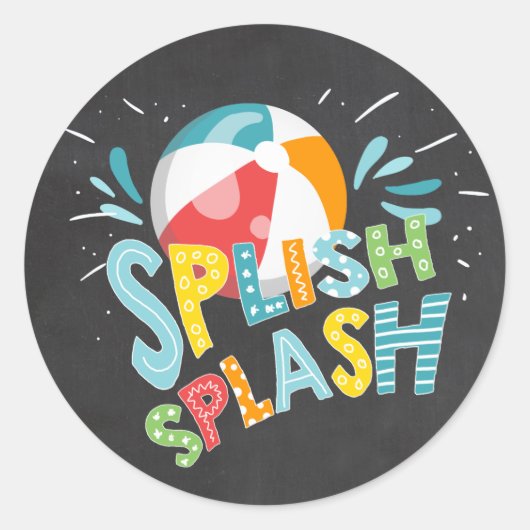 Splish Splash Chalk Pool Party for Label Sticker (Voorkant)