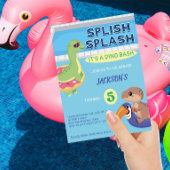 Splish Splash Dino Pool Birthday Kaart