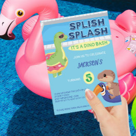 Splish Splash Dino Pool Birthday Kaart