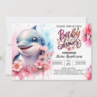 Splish-Splash Dolfijn Meisje Baby shower Kaart