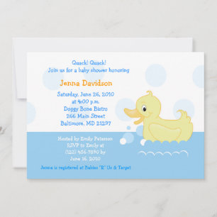 Splish Splash Duck Baby shower Invitation 5x7 Kaart