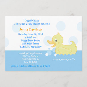 Splish Splash Duck Baby shower Invitation 5x7 Kaart