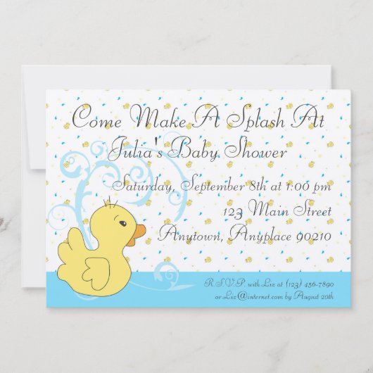 Splish Splash Ducky Baby shower Invitation Kaart (Voorkant)