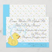 Splish Splash Ducky Baby shower Invitation Kaart (Voorkant / Achterkant)