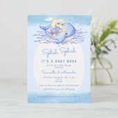 Splish Splash Elephant Boy Pool Party Baby shower Kaart (Staand voorkant)