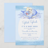 Splish Splash Elephant Boy Pool Party Baby shower Kaart (Voorkant / Achterkant)