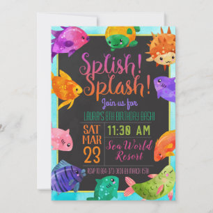 Splish Splash Fish Birthday Bash Uitnodiging