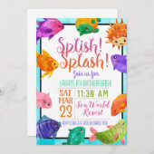 Splish Splash Fish Birthday Bash Uitnodiging (Voorkant / Achterkant)