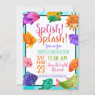 Splish Splash Fish Birthday Bash Uitnodiging
