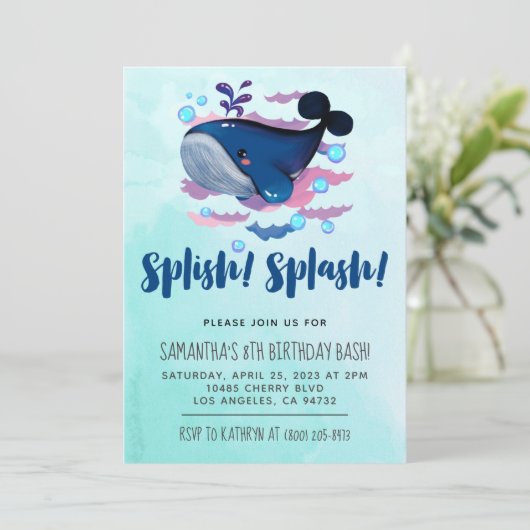 Splish Splash Fish Birthday Bash Uitnodiging (Staand voorkant)