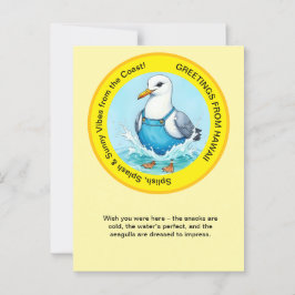 Splish Splash fun Seagull summer Hawaii greetings Briefkaart