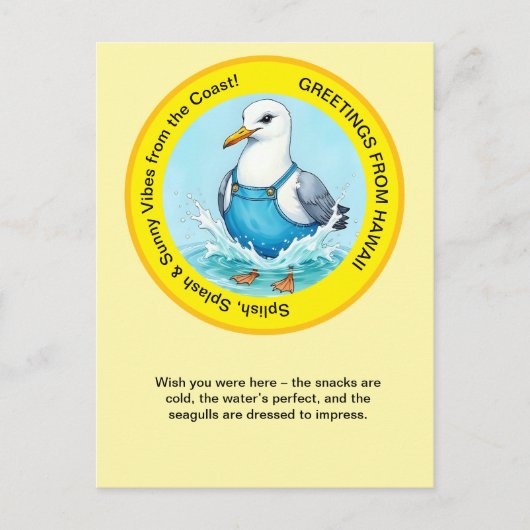 Splish Splash fun Seagull summer Hawaii greetings Briefkaart (Voorkant)