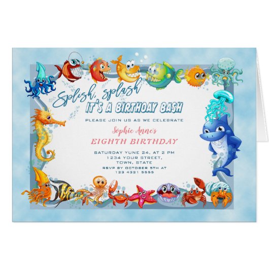 Splish Splash Girl Unique E8e Pool Birthday (Voorkant Horizontaal)