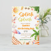 Splish Splash Girl Verjaardag Bash Pool Party Kaart (Staand voorkant)