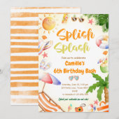 Splish Splash Girl Verjaardag Bash Pool Party Kaart (Voorkant / Achterkant)