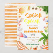 Splish Splash Girl Verjaardag Bash Pool Party Kaart (Voorkant / Achterkant)
