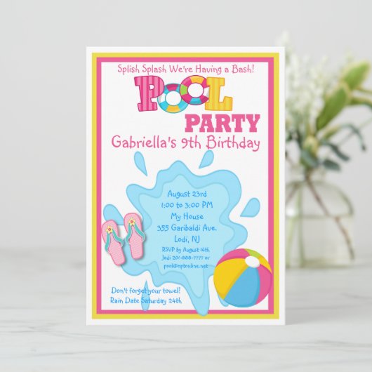 Splish Splash Girls Pool Kaart (Staand voorkant)