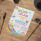 Splish Splash Glijbaan Feestje Bewerkbare Uitnodig Kaart