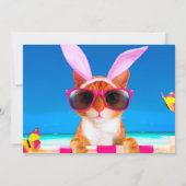 Splish Splash! Grappige kat uitnodiging (Achterkant)