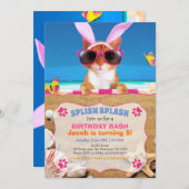 Splish Splash! Grappige kat uitnodiging (Voorkant / Achterkant)