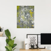 'Splish, Splash', grijze en gele Abstracte kunst Poster (Thuiskantoor)