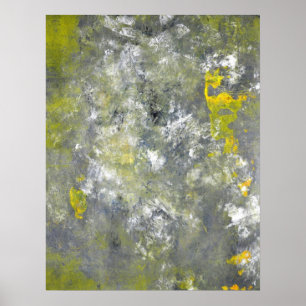 'Splish, Splash', grijze en gele Abstracte kunst Poster