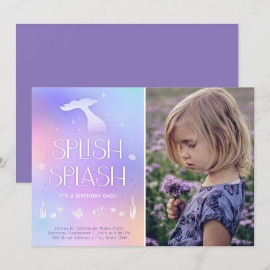 splish splash grillige sprankelende zeemeermin uit kaart (Voorkant / Achterkant)