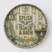 Splish Splash Havin' a Bath Farmhouse Bathroom  Grote Klok (Voorkant)