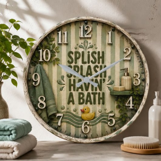 Splish Splash Havin' a Bath Farmhouse Bathroom  Grote Klok