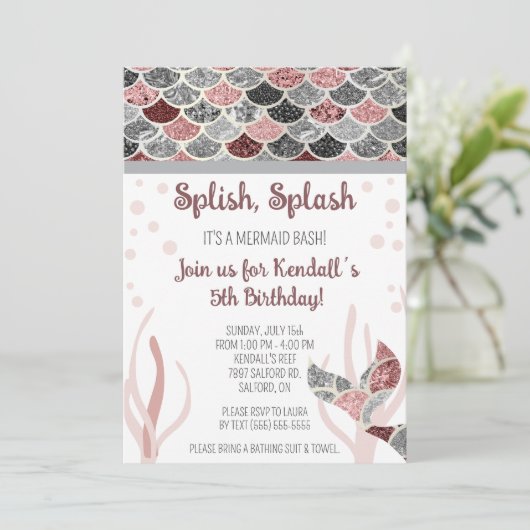 Splish, Splash, het is een Mermaid Bash Birthday P Kaart (Staand voorkant)