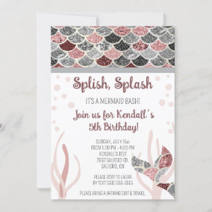Splish, Splash, het is een Mermaid Bash Birthday P Kaart