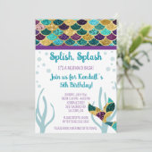 Splish, Splash, het is een Mermaid Bash Birthday P Kaart (Staand voorkant)