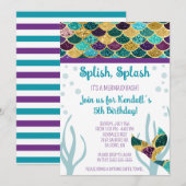 Splish, Splash, het is een Mermaid Bash Birthday P Kaart (Voorkant / Achterkant)