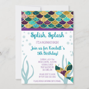 Splish, Splash, het is een Mermaid Bash Birthday P Kaart
