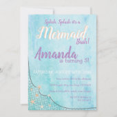 Splish Splash Het is een Mermaid Bash verjaardagst Kaart (Voorkant)