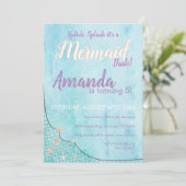 Splish Splash Het is een Mermaid Bash verjaardagst Kaart (Staand voorkant)