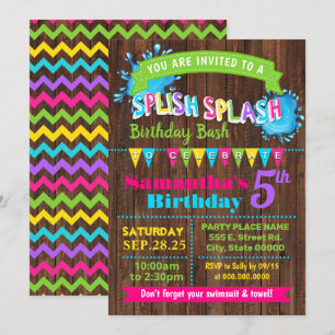 Splish Splash Hot Pink verjaardag zomer bash party Kaart